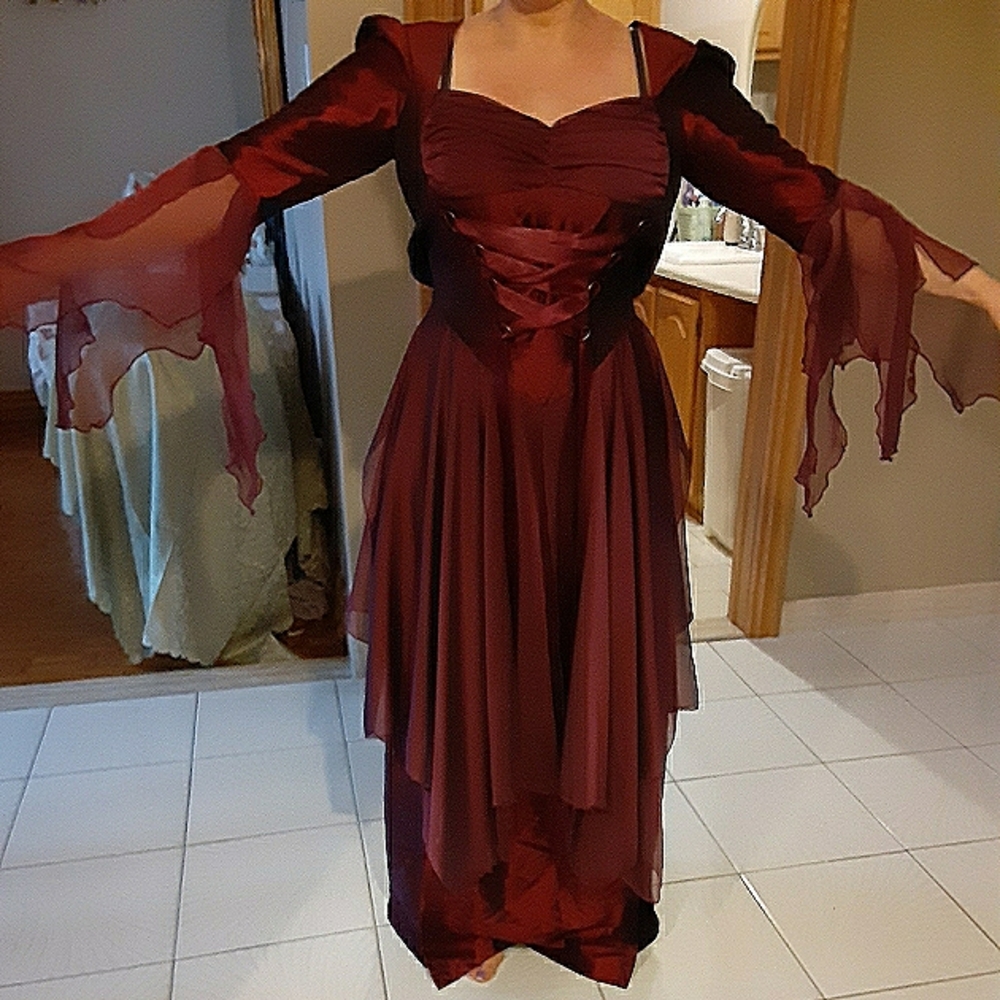 Formal gothic style dress wine color